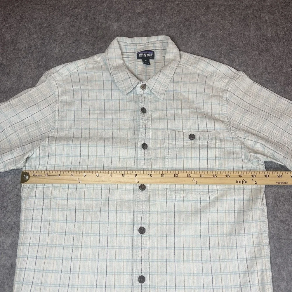 Patagonia Puckerware Men's Medium Short Sleeve Shirt Organic Cotton Seersucker